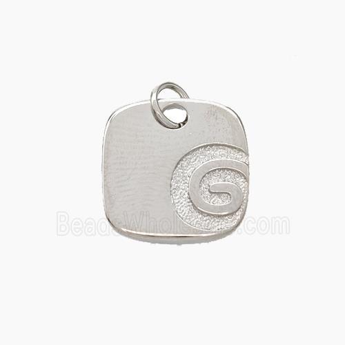 G-Tag Charms Copper Square Pendant Platinum Plated