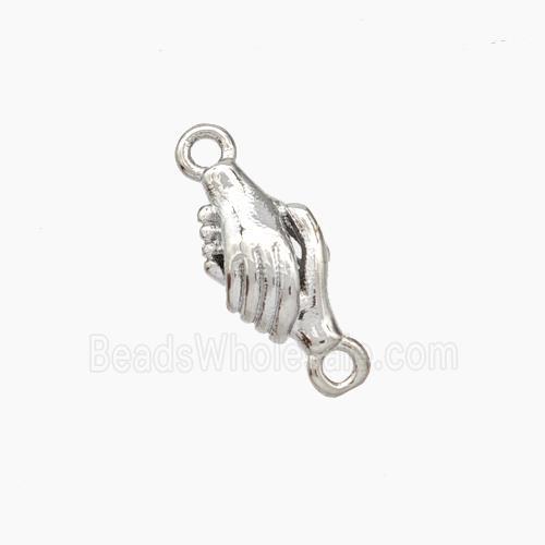 Shake Hands Charms Copper Connector Platinum Plated