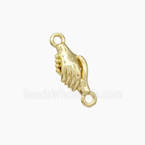 Shake Hands Charms Copper Connector Gold Plated