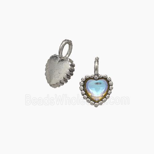 Copper Heart Pendant Pave Crystal Glass Platinum Plated