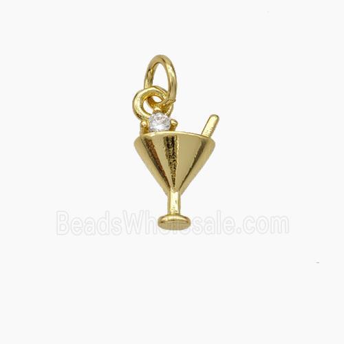Wine Cap Charms Copper Pendant Pave Zirconia Gold Plated