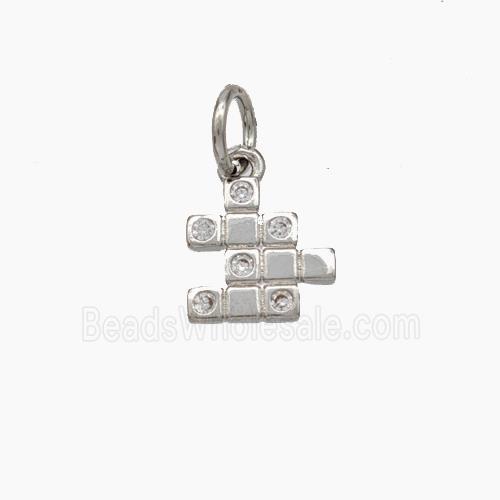 Magic Cube Charms Copper Pendant Pave Zirconia Platinum Plated
