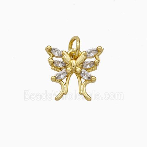 Copper Butterfly Pendant Pave Zirconia Gold Plated