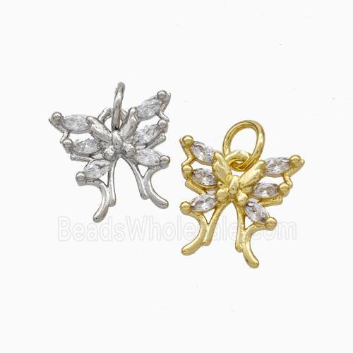 Copper Butterfly Pendant Pave Zirconia Mixed