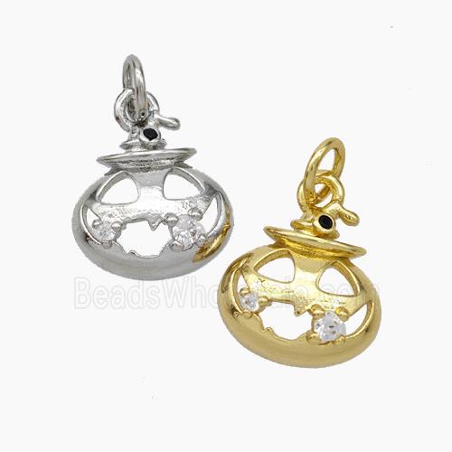 Halloween Pumpkin Charms Copper Pendant Pave Zirconia Mixed