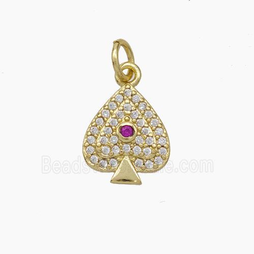 ACE of Spades Charms Copper Pendant Pave Zirconia Gold Plated