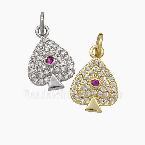ACE of Spades Charms Copper Pendant Pave Zirconia Mixed