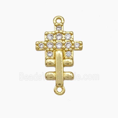 Puzzle Charms Copper Connector Pave Zirconia Gold Plated