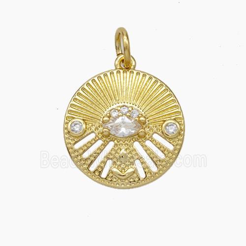 Copper Eye Charms Pendant Pave Zirconia Gold Plated
