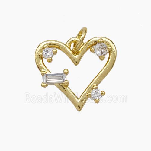 Copper Heart Pendant Pave Zirconia Gold Plated