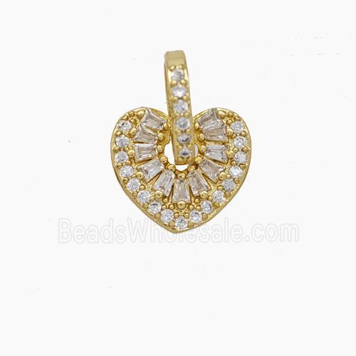 Copper Heart Pendant Micropave Zirconia Gold Plated