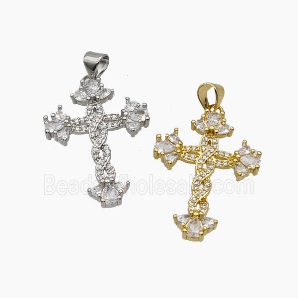 Copper Cross Pendant Pave Zirconia Mixed