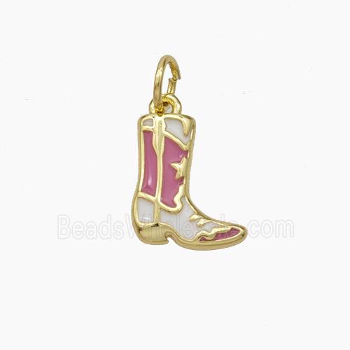 Boot Charms Copper Shoe Pendant Enamel Gold Plated
