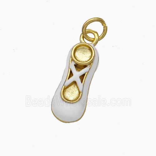 Copper Shoes Charms White Enamel Gold Plated