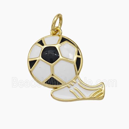 Football And Boots Charms Copper Pendant Enamel Shoe Gold Plated