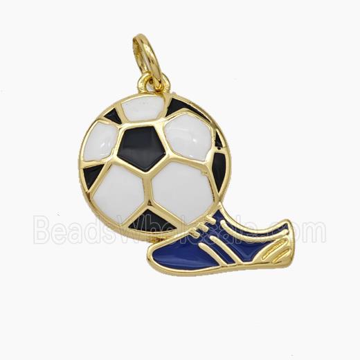 Football And Boots Charms Copper Pendant Enamel Shoe Gold Plated