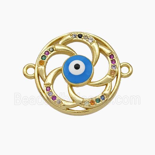 Evil Eye Charms Copper Connector Pave Zirconia Enamel Gold Plated