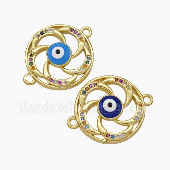 Evil Eye Charms Copper Connector Pave Zirconia Enamel Gold Plated Mixed