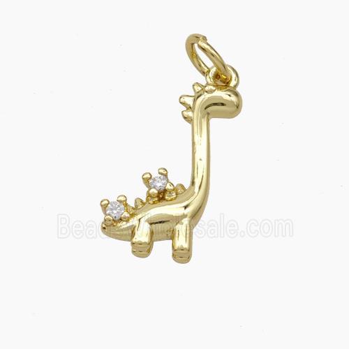 Baby Dinosaurs Copper Pendant Pave Zirconia Dragon Gold Plated