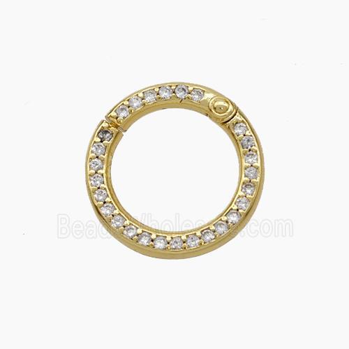Copper Carabiner Clasp Micropave Zirconia Circle Gold Plated