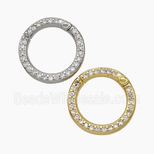 Copper Carabiner Clasp Micropave Zirconia Circle Mixed