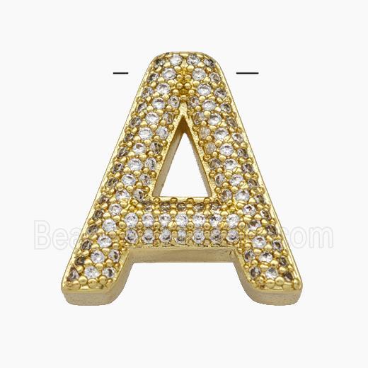 Copper Letter-A Pendant Pave Zirconia Gold Plated