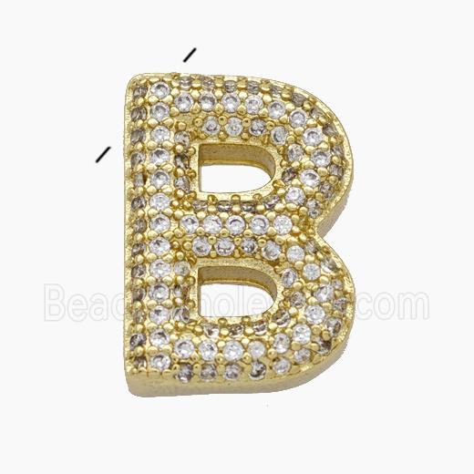 Copper Letter-B Pendant Pave Zirconia Gold Plated