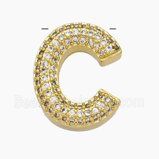 Copper Letter-C Pendant Pave Zirconia Gold Plated