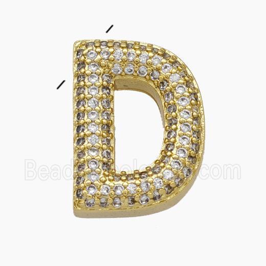 Copper Letter-D Pendant Pave Zirconia Gold Plated