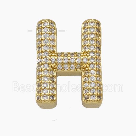 Copper Letter-H Pendant Pave Zirconia Gold Plated