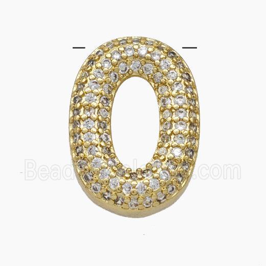 Copper Letter-O Pendant Pave Zirconia Gold Plated