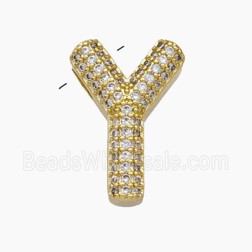 Copper Letter-Y Pendant Pave Zirconia Gold Plated