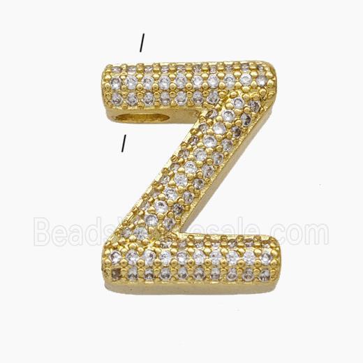 Copper Letter-Z Pendant Pave Zirconia Gold Plated
