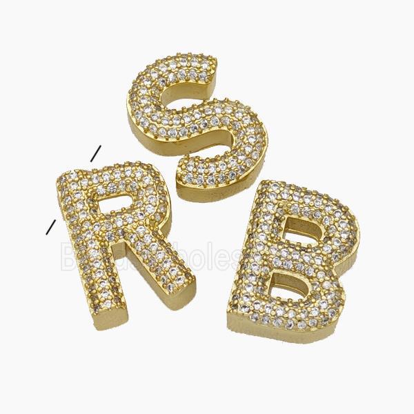 Copper Letter Pendant Pave Zirconia Gold Plated Mix Alphabet