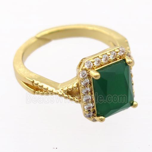 copper Rings pave zircon, resizable, gold plated