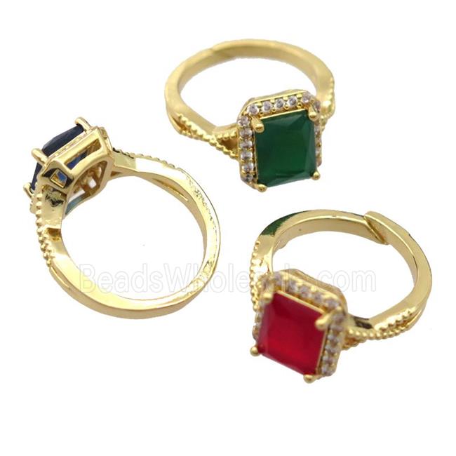 copper Rings pave zircon, resizable, mixed, gold plated