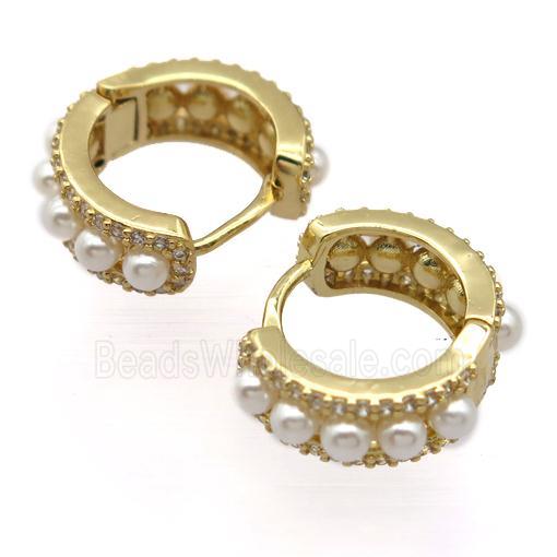 copper Latchback Earrings pave zircon, gold plated