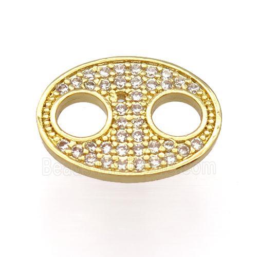 copper connector pave zircon, gold plated