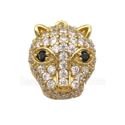 copper pendant pave zircon, foxhead, gold plated
