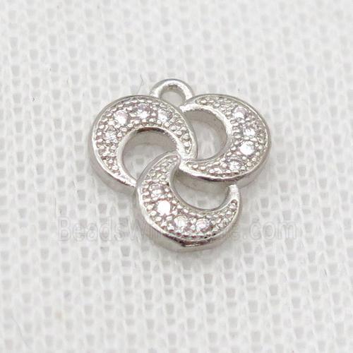 copper pendant pave zircon, platinum plated