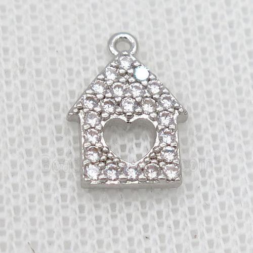 copper house pendant pave zircon, platinum plated