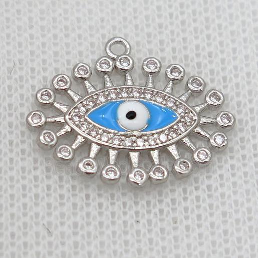 copper pendant pave zircon, evil eye, platinum plated