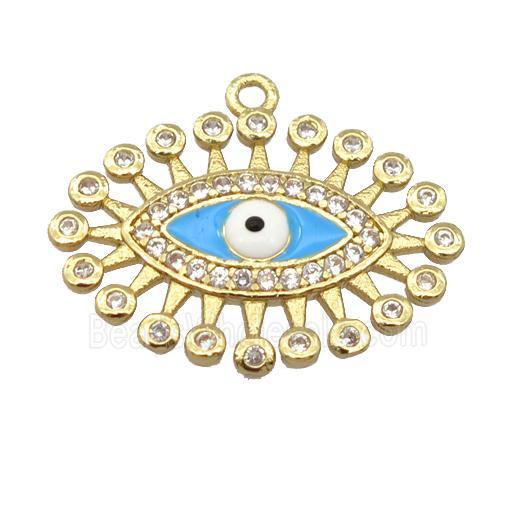 copper pendant pave zircon, evil eye, gold plated