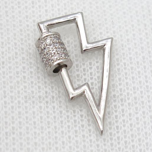 copper carabiner lock pendant pave zircon, platinum plated