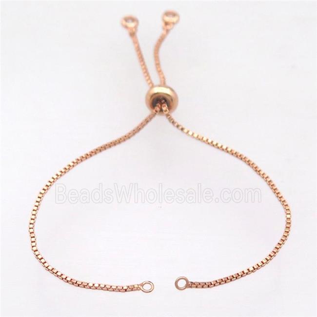 copper bracelet chain with zircon, closed orings, rose gold
