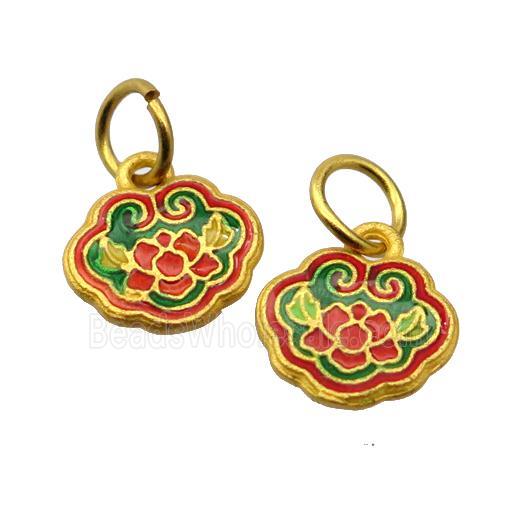 alloy pendant with enamel, gold plated