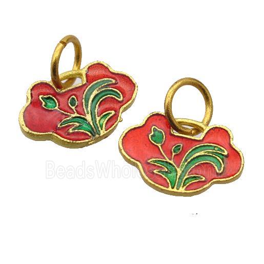 alloy pendant with enamel, gold plated