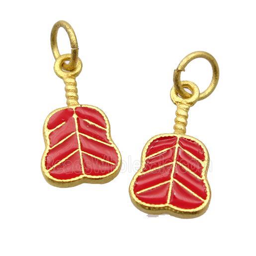 alloy pendant with enamel, fan, gold plated