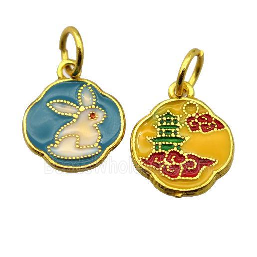 alloy pendant with enamel, gold plated