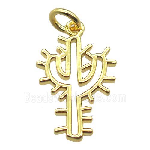 copper cactus pendant, gold plated